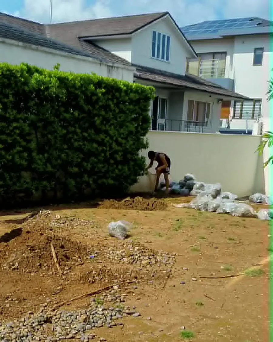 Bare ground cleared of weeds, stones and debris before grass installation in Metro Manila