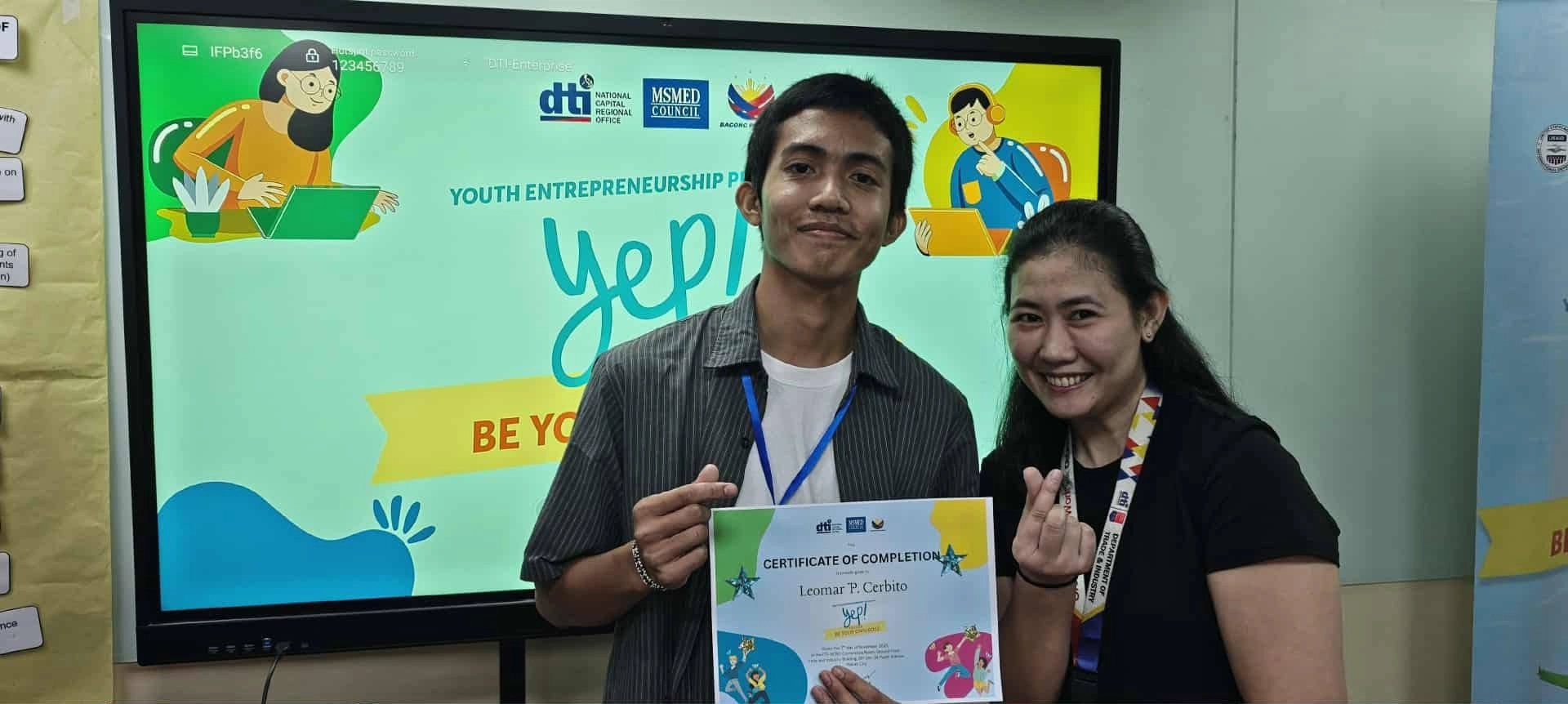 Leomar of Urban Goes Green, certification at DTI
