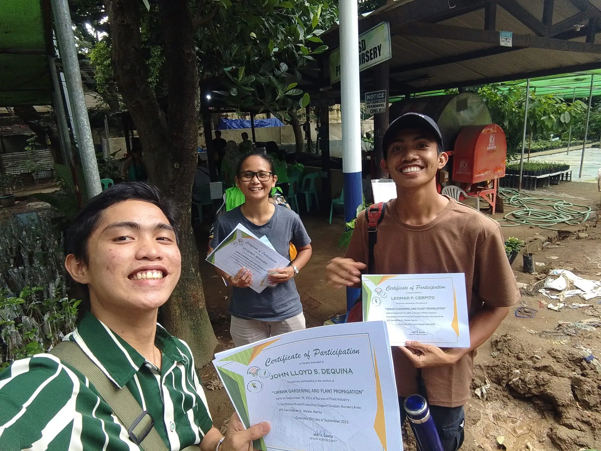 Lloyd and Leomar certified at the Bureau of Plant Industry